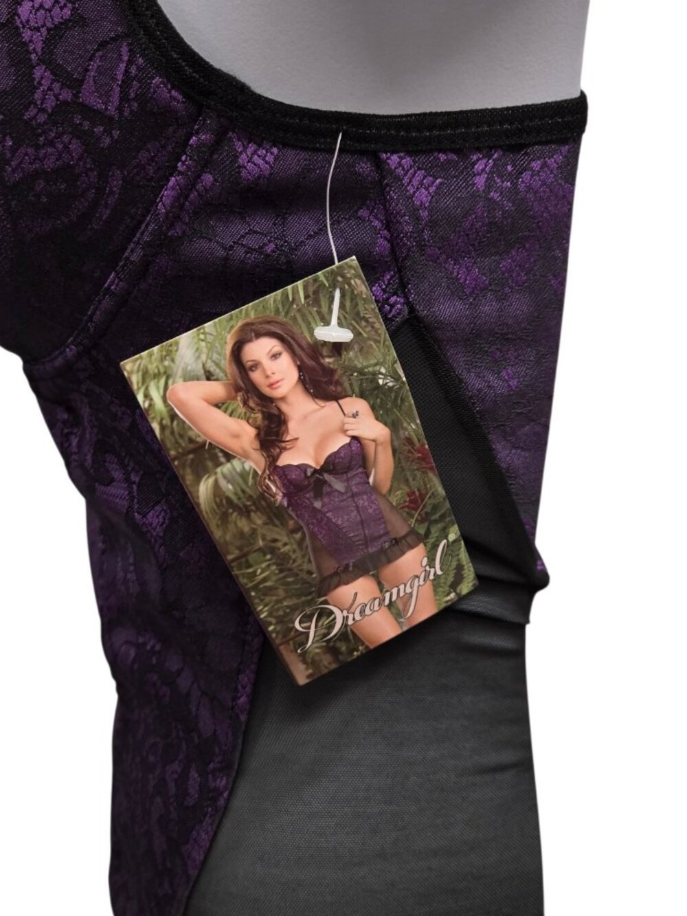 Dreamgirl Lingerie  Babydoll Thong Set Purple Black Size Large Coquette Sexy - Picture 5 of 7